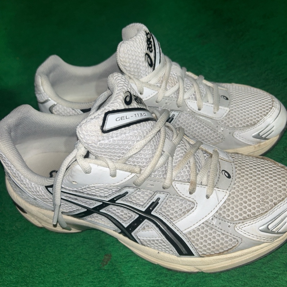 ASICS White and Black Gel-1130 Sneakers